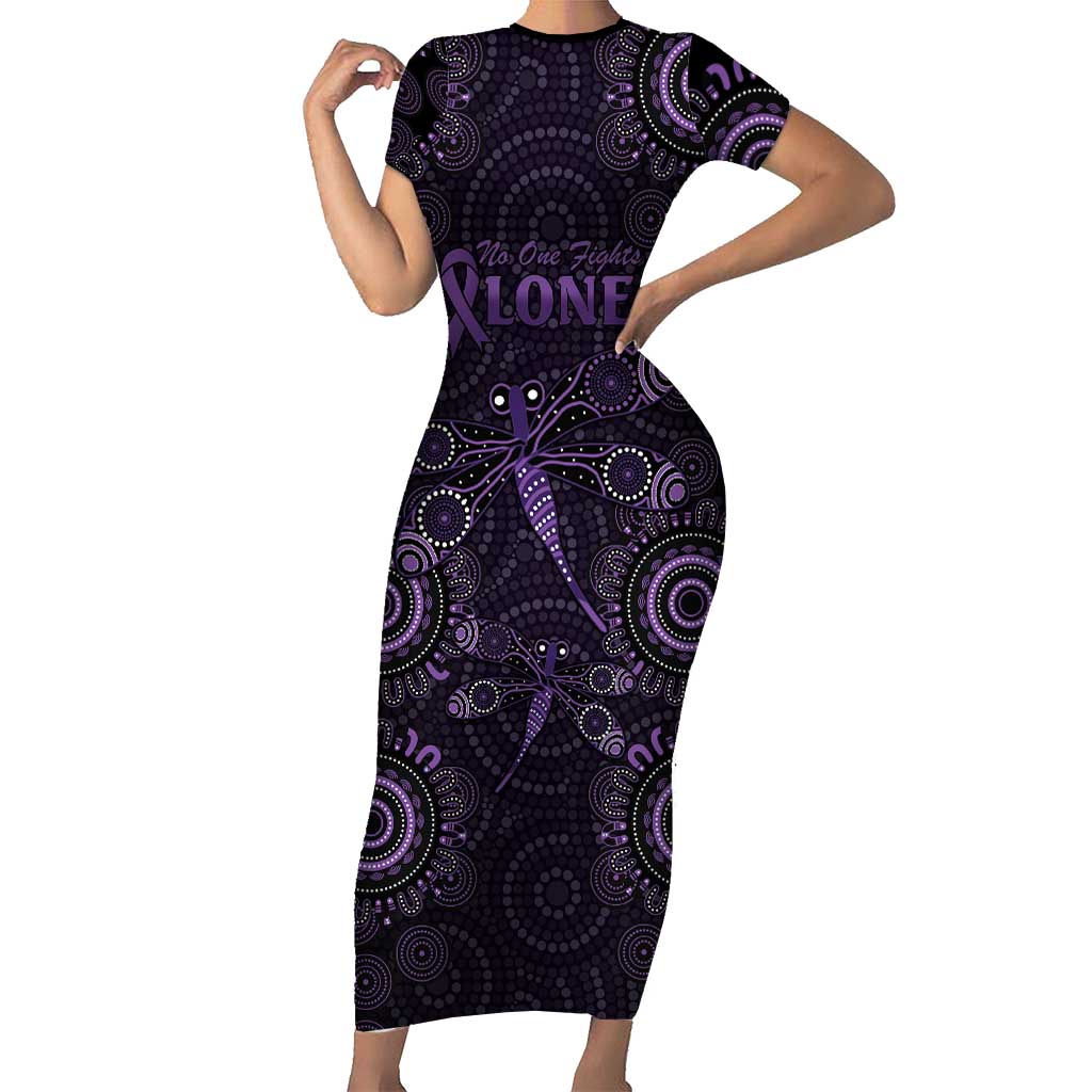 Purple Dragonfly Aboriginal of Hope Short Sleeve Bodycon Dress Australian Epilepsy Awareness - Aussie Hoodie