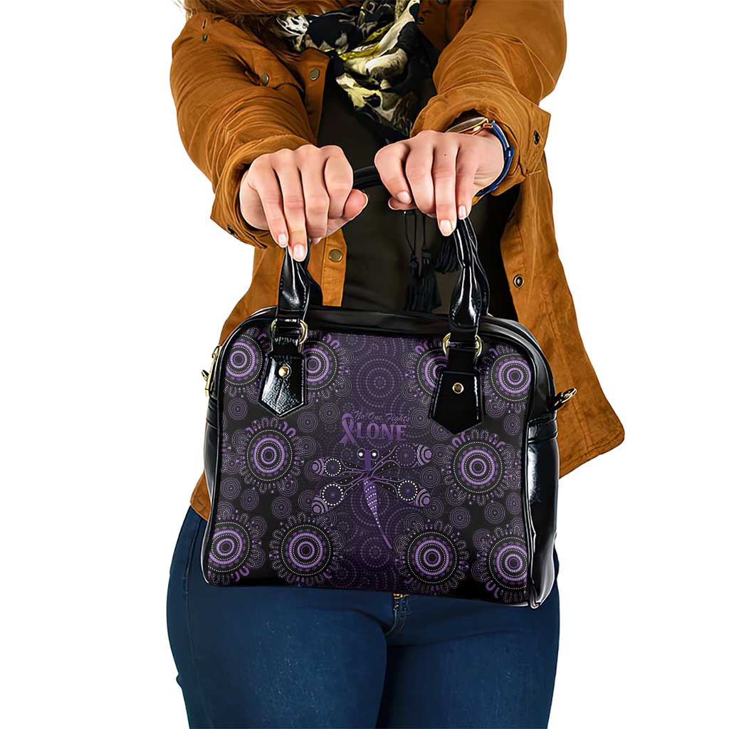 Purple Dragonfly Aboriginal of Hope Shoulder Handbag Australian Epilepsy Awareness - Aussie Hoodie