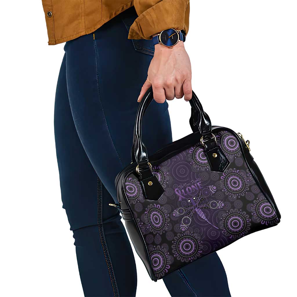 Purple Dragonfly Aboriginal of Hope Shoulder Handbag Australian Epilepsy Awareness - Aussie Hoodie