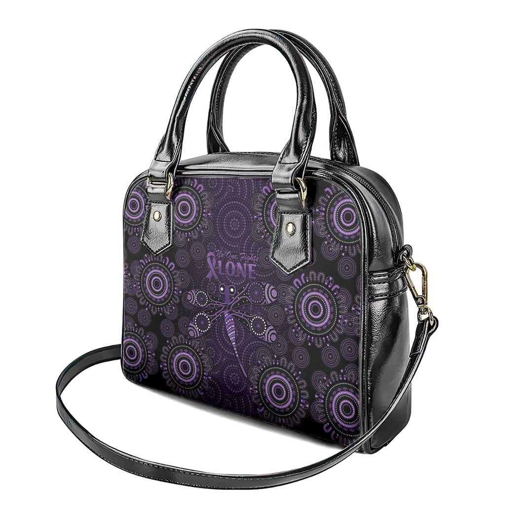 Purple Dragonfly Aboriginal of Hope Shoulder Handbag Australian Epilepsy Awareness - Aussie Hoodie