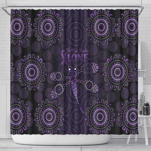 Purple Dragonfly Aboriginal of Hope Shower Curtain Australian Epilepsy Awareness - Aussie Hoodie
