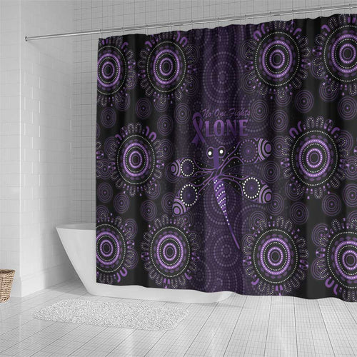 Purple Dragonfly Aboriginal of Hope Shower Curtain Australian Epilepsy Awareness - Aussie Hoodie