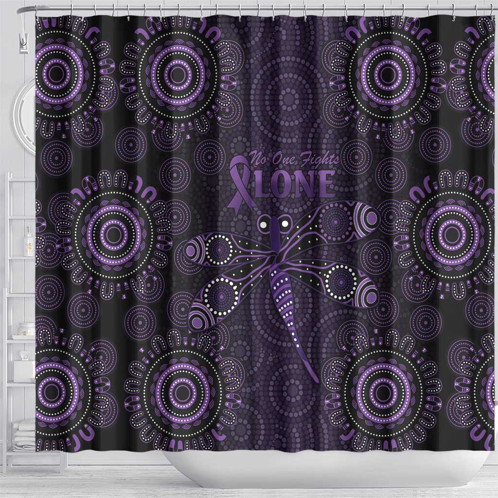 Purple Dragonfly Aboriginal of Hope Shower Curtain Australian Epilepsy Awareness - Aussie Hoodie