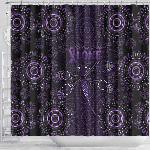 Purple Dragonfly Aboriginal of Hope Shower Curtain Australian Epilepsy Awareness - Aussie Hoodie