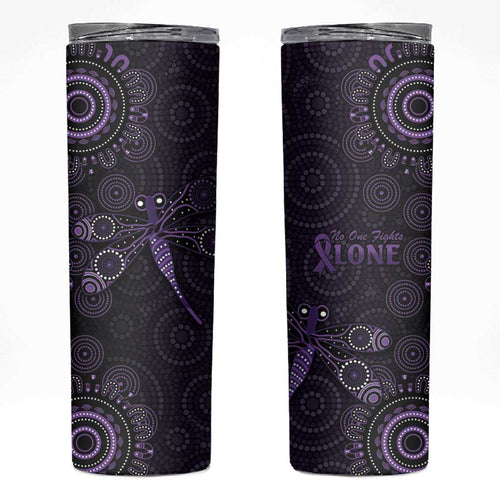 Purple Dragonfly Aboriginal of Hope Skinny Tumbler Australian Epilepsy Awareness - Aussie Hoodie