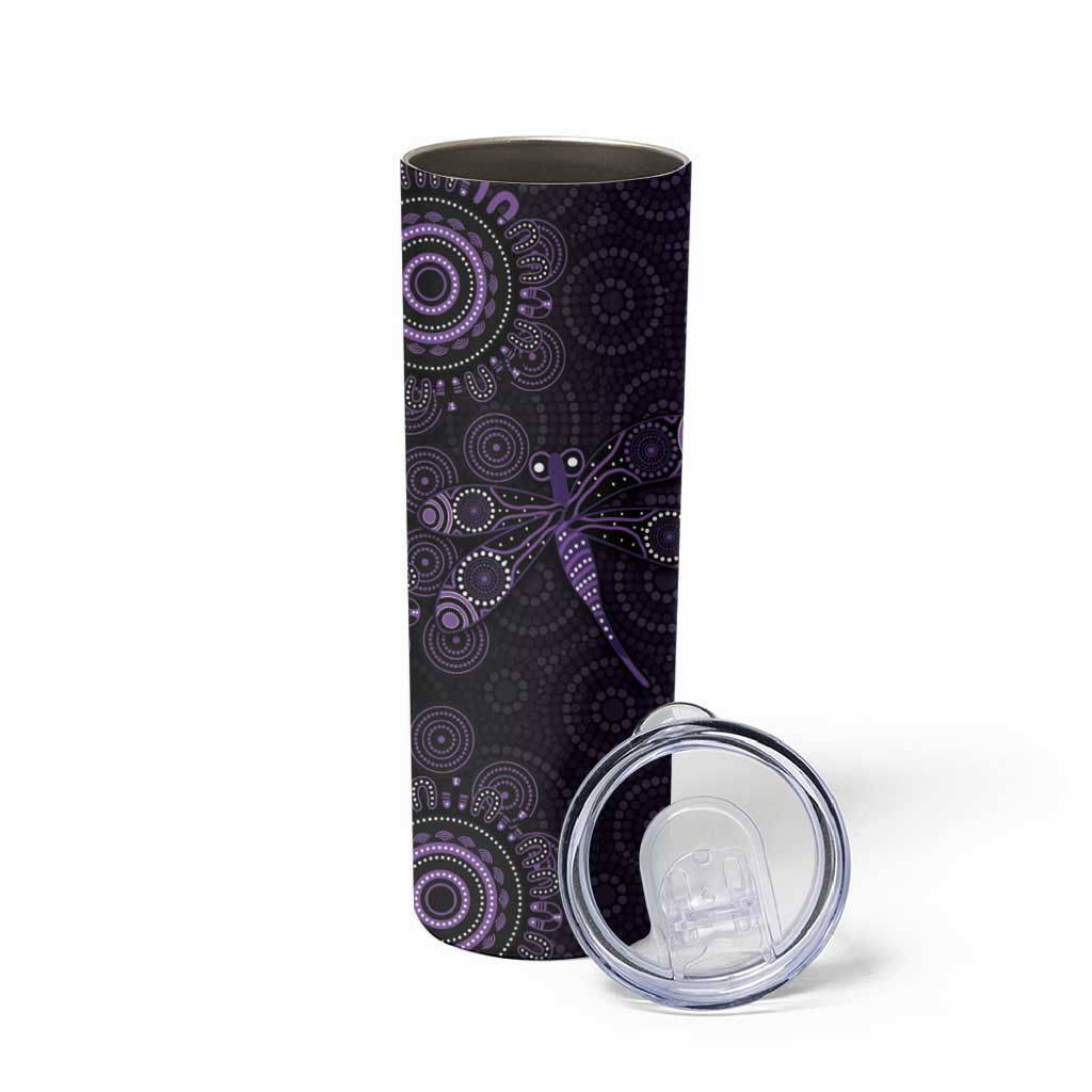 Purple Dragonfly Aboriginal of Hope Skinny Tumbler Australian Epilepsy Awareness - Aussie Hoodie