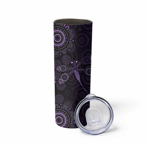 Purple Dragonfly Aboriginal of Hope Skinny Tumbler Australian Epilepsy Awareness - Aussie Hoodie