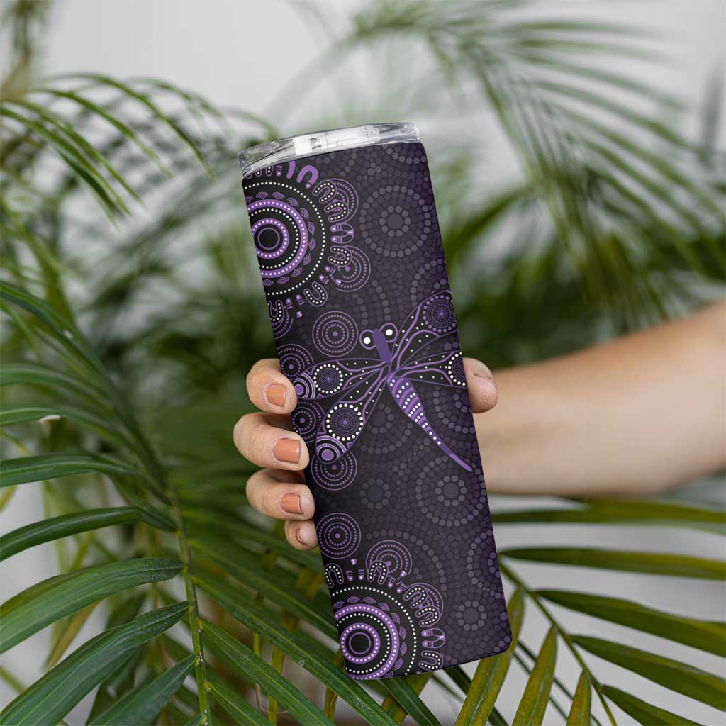 Purple Dragonfly Aboriginal of Hope Skinny Tumbler Australian Epilepsy Awareness - Aussie Hoodie