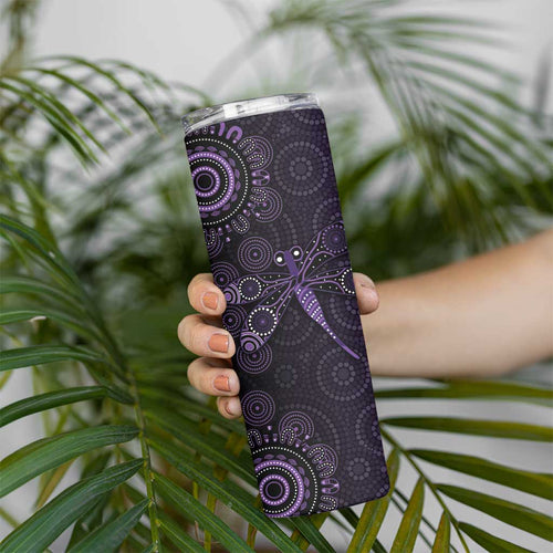 Purple Dragonfly Aboriginal of Hope Skinny Tumbler Australian Epilepsy Awareness - Aussie Hoodie