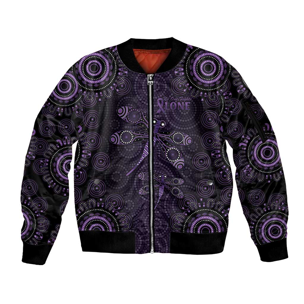 Purple Dragonfly Aboriginal of Hope Sleeve Zip Bomber Jacket Australian Epilepsy Awareness - Aussie Hoodie