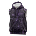 Purple Dragonfly Aboriginal of Hope Sleeveless Hoodie Australian Epilepsy Awareness - Aussie Hoodie