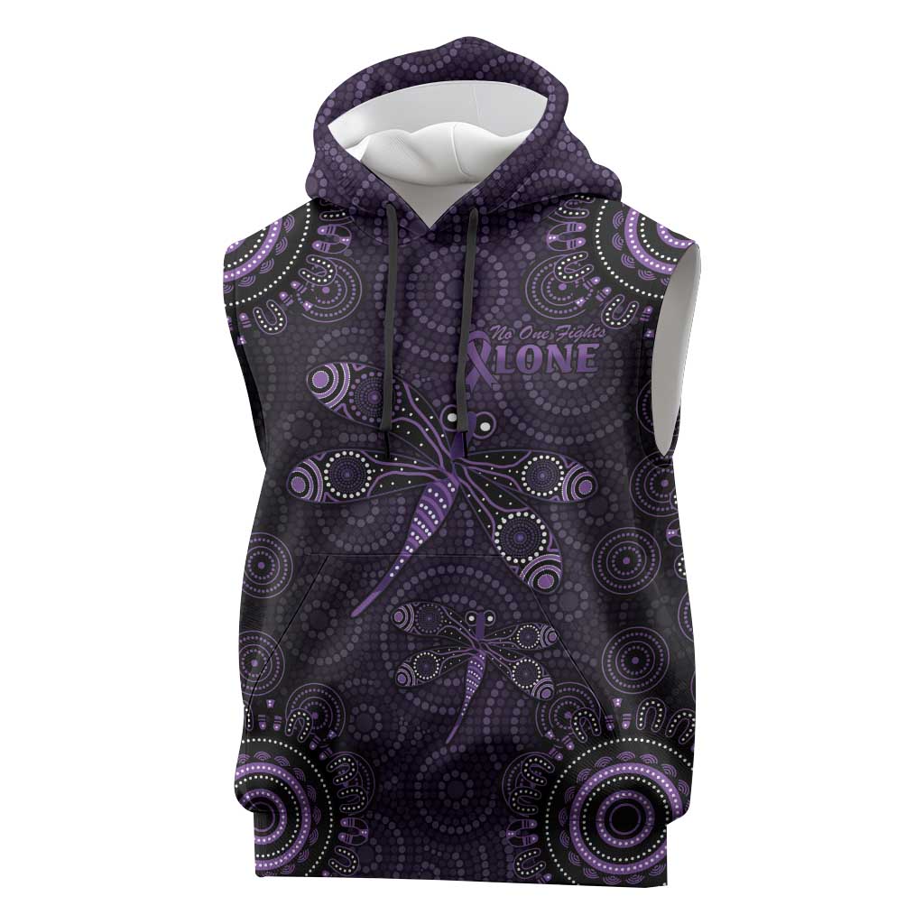 Purple Dragonfly Aboriginal of Hope Sleeveless Hoodie Australian Epilepsy Awareness - Aussie Hoodie