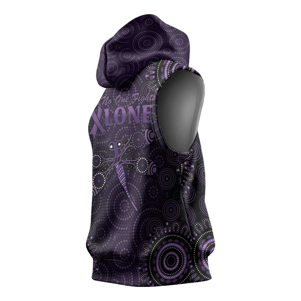Purple Dragonfly Aboriginal of Hope Sleeveless Hoodie Australian Epilepsy Awareness - Aussie Hoodie