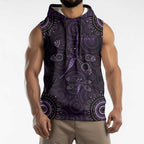Purple Dragonfly Aboriginal of Hope Sleeveless Hoodie Australian Epilepsy Awareness - Aussie Hoodie