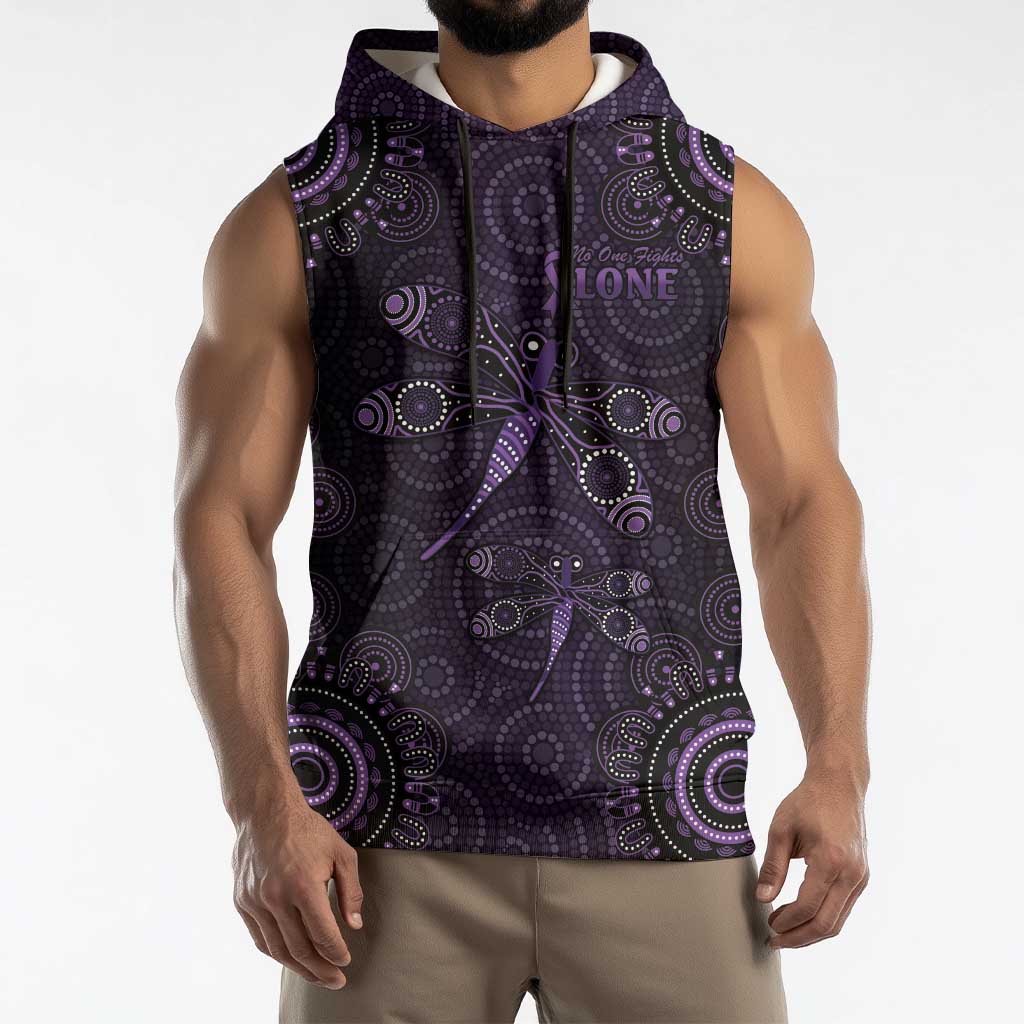 Purple Dragonfly Aboriginal of Hope Sleeveless Hoodie Australian Epilepsy Awareness - Aussie Hoodie