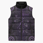 Purple Dragonfly Aboriginal of Hope Sleeveless Puffer Jacket Australian Epilepsy Awareness - Aussie Hoodie