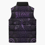 Purple Dragonfly Aboriginal of Hope Sleeveless Puffer Jacket Australian Epilepsy Awareness - Aussie Hoodie