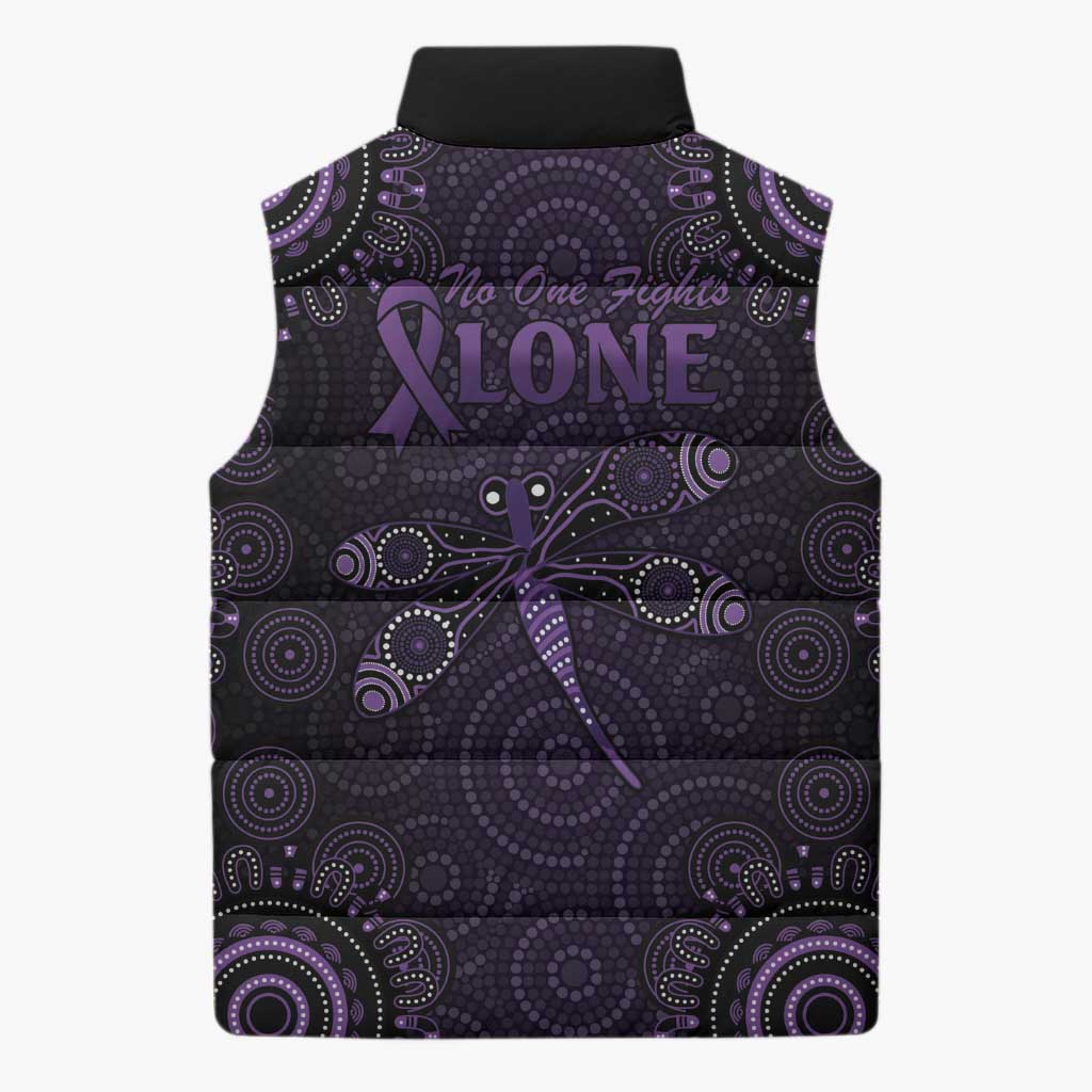 Purple Dragonfly Aboriginal of Hope Sleeveless Puffer Jacket Australian Epilepsy Awareness - Aussie Hoodie