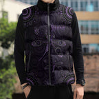 Purple Dragonfly Aboriginal of Hope Sleeveless Puffer Jacket Australian Epilepsy Awareness - Aussie Hoodie