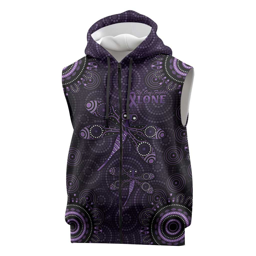 Purple Dragonfly Aboriginal of Hope Sleeveless Zip Hoodie Australian Epilepsy Awareness LT9