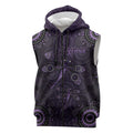 Purple Dragonfly Aboriginal of Hope Sleeveless Zip Hoodie Australian Epilepsy Awareness LT9