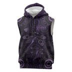 Purple Dragonfly Aboriginal of Hope Sleeveless Zip Hoodie Australian Epilepsy Awareness LT9