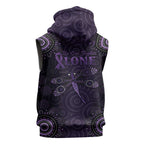Purple Dragonfly Aboriginal of Hope Sleeveless Zip Hoodie Australian Epilepsy Awareness LT9