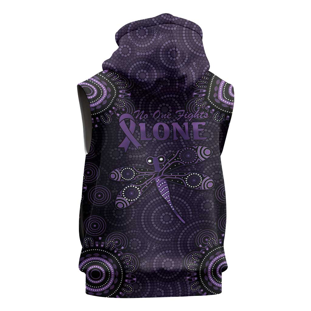 Purple Dragonfly Aboriginal of Hope Sleeveless Zip Hoodie Australian Epilepsy Awareness LT9