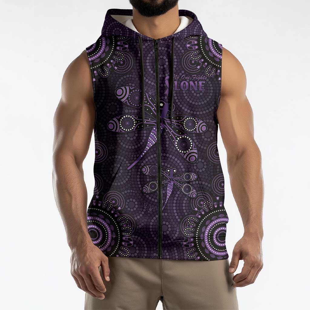 Purple Dragonfly Aboriginal of Hope Sleeveless Zip Hoodie Australian Epilepsy Awareness LT9