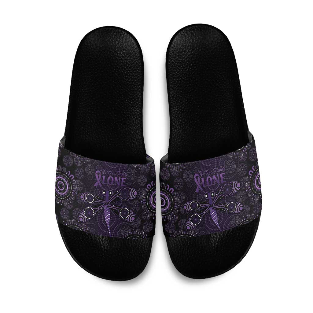 Purple Dragonfly Aboriginal of Hope Slide Sandals Australian Epilepsy Awareness - Aussie Hoodie