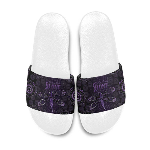 Purple Dragonfly Aboriginal of Hope Slide Sandals Australian Epilepsy Awareness - Aussie Hoodie