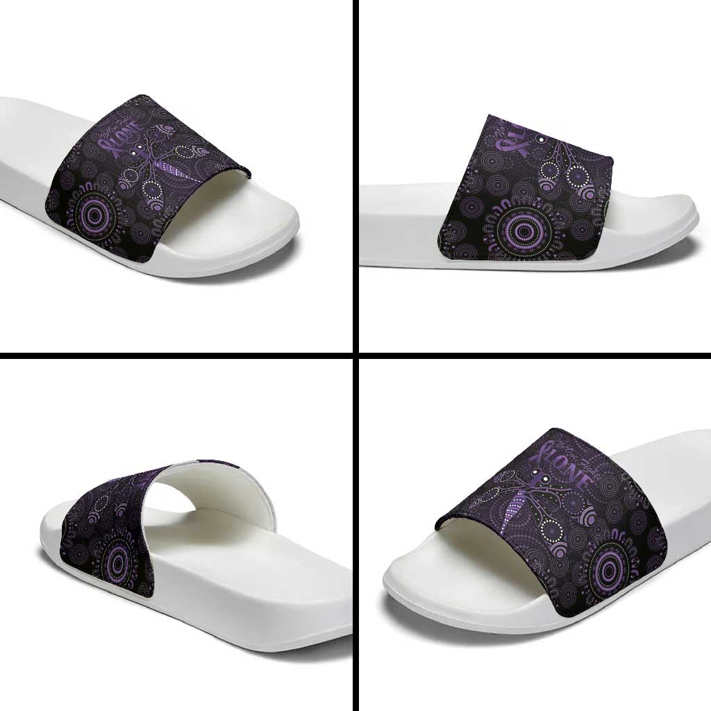 Purple Dragonfly Aboriginal of Hope Slide Sandals Australian Epilepsy Awareness - Aussie Hoodie