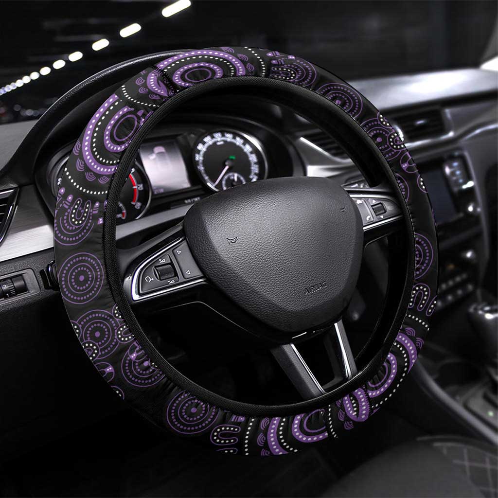 Purple Dragonfly Aboriginal of Hope Steering Wheel Cover Australian Epilepsy Awareness - Aussie Hoodie