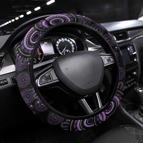 Purple Dragonfly Aboriginal of Hope Steering Wheel Cover Australian Epilepsy Awareness - Aussie Hoodie