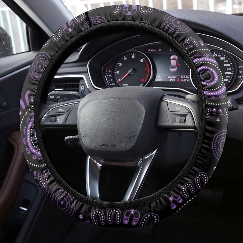 Purple Dragonfly Aboriginal of Hope Steering Wheel Cover Australian Epilepsy Awareness - Aussie Hoodie