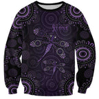 Purple Dragonfly Aboriginal of Hope Sweatshirt Australian Epilepsy Awareness - Aussie Hoodie