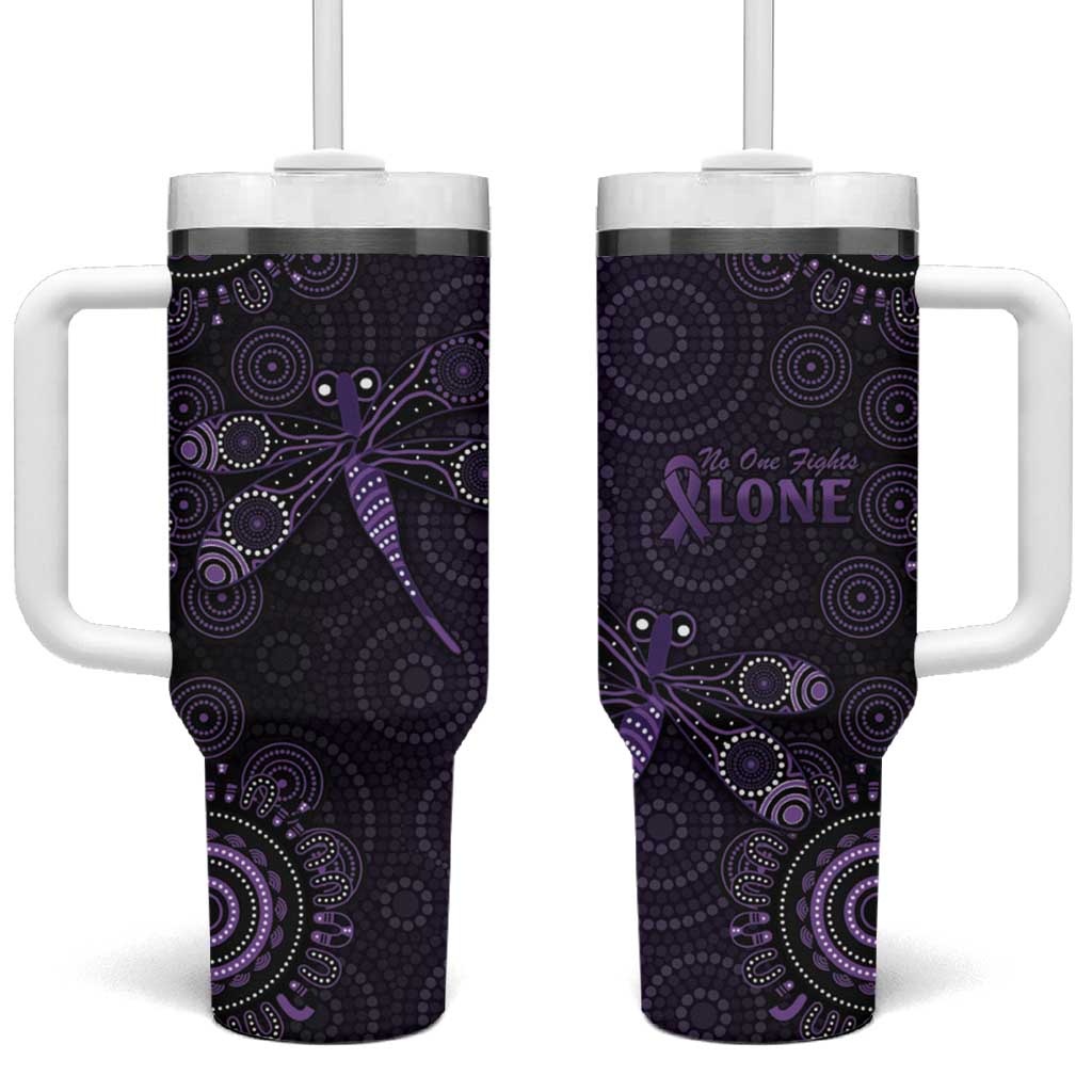 Purple Dragonfly Aboriginal of Hope Tumbler With Handle Australian Epilepsy Awareness - Aussie Hoodie
