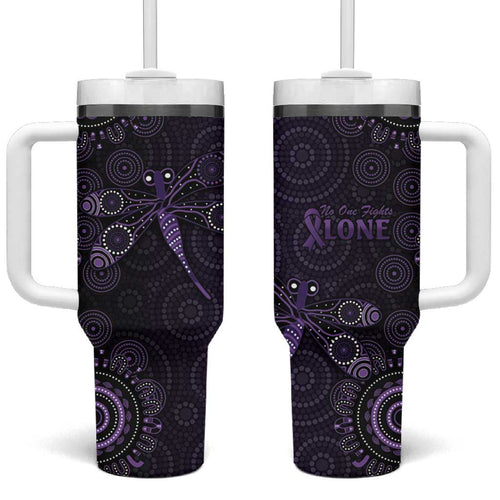 Purple Dragonfly Aboriginal of Hope Tumbler With Handle Australian Epilepsy Awareness - Aussie Hoodie