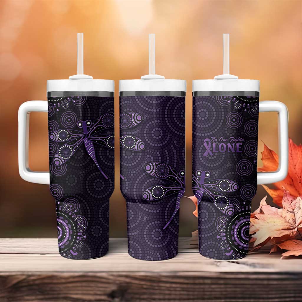 Purple Dragonfly Aboriginal of Hope Tumbler With Handle Australian Epilepsy Awareness - Aussie Hoodie