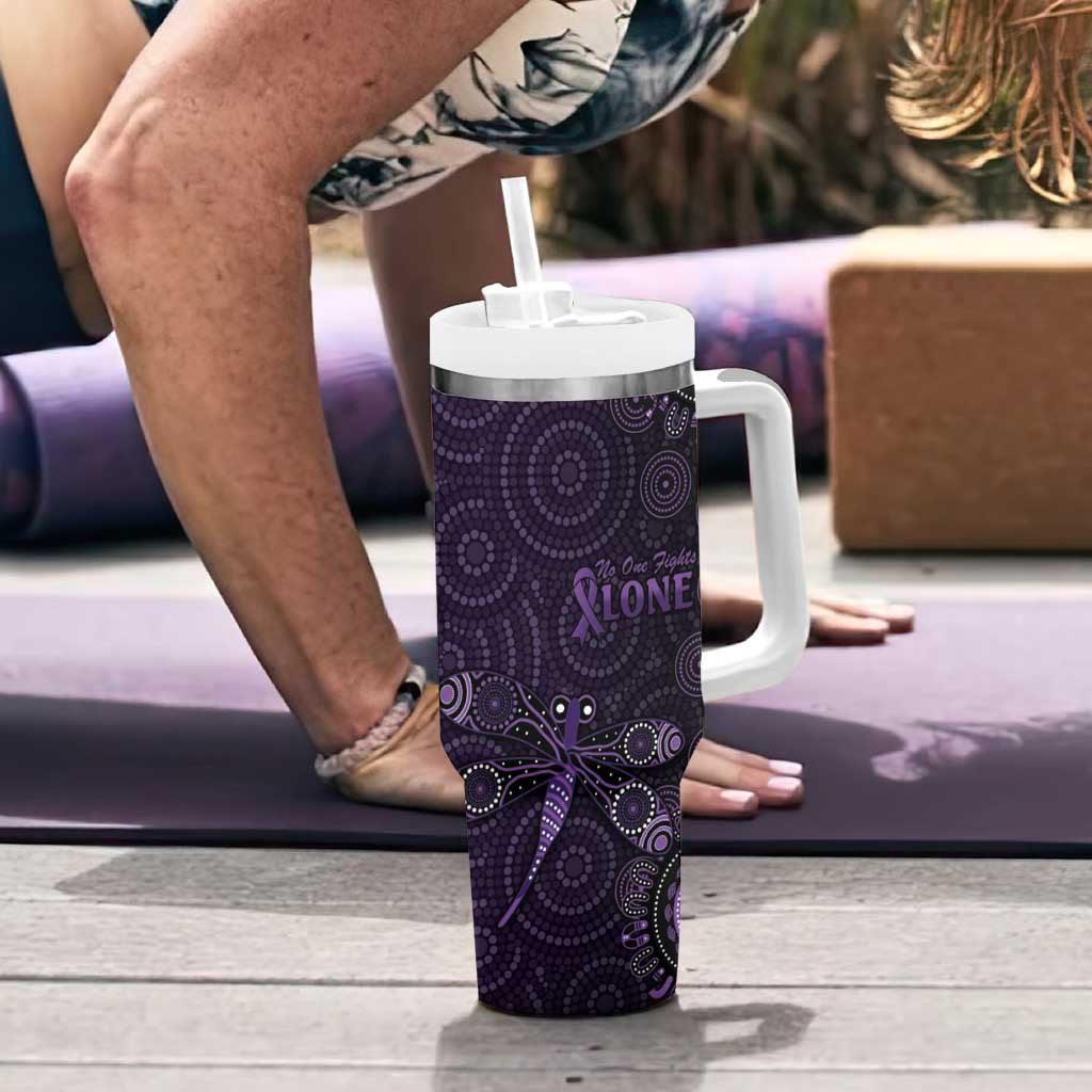 Purple Dragonfly Aboriginal of Hope Tumbler With Handle Australian Epilepsy Awareness - Aussie Hoodie