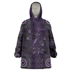 Purple Dragonfly Aboriginal of Hope Wearable Blanket Hoodie Australian Epilepsy Awareness - Aussie Hoodie