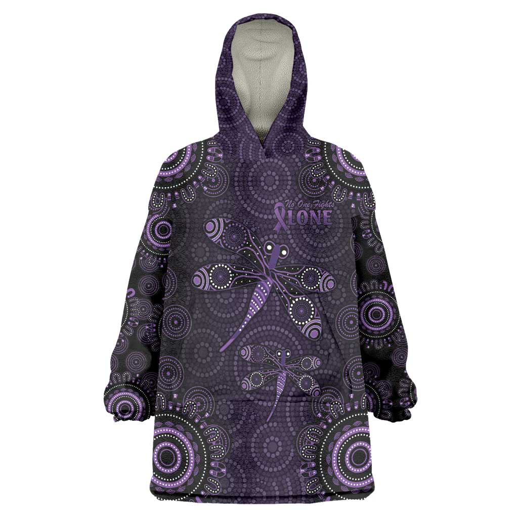 Purple Dragonfly Aboriginal of Hope Wearable Blanket Hoodie Australian Epilepsy Awareness - Aussie Hoodie