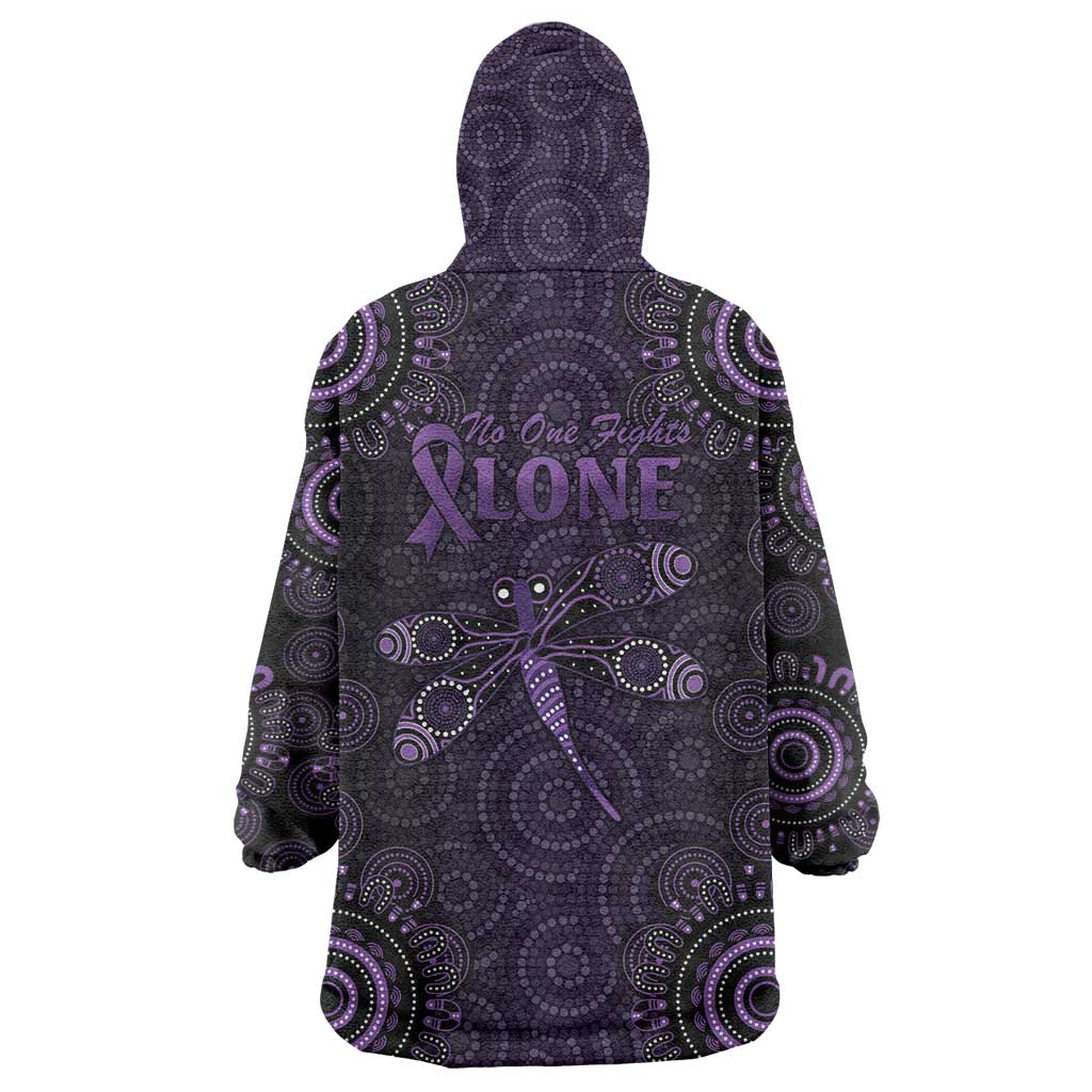 Purple Dragonfly Aboriginal of Hope Wearable Blanket Hoodie Australian Epilepsy Awareness - Aussie Hoodie