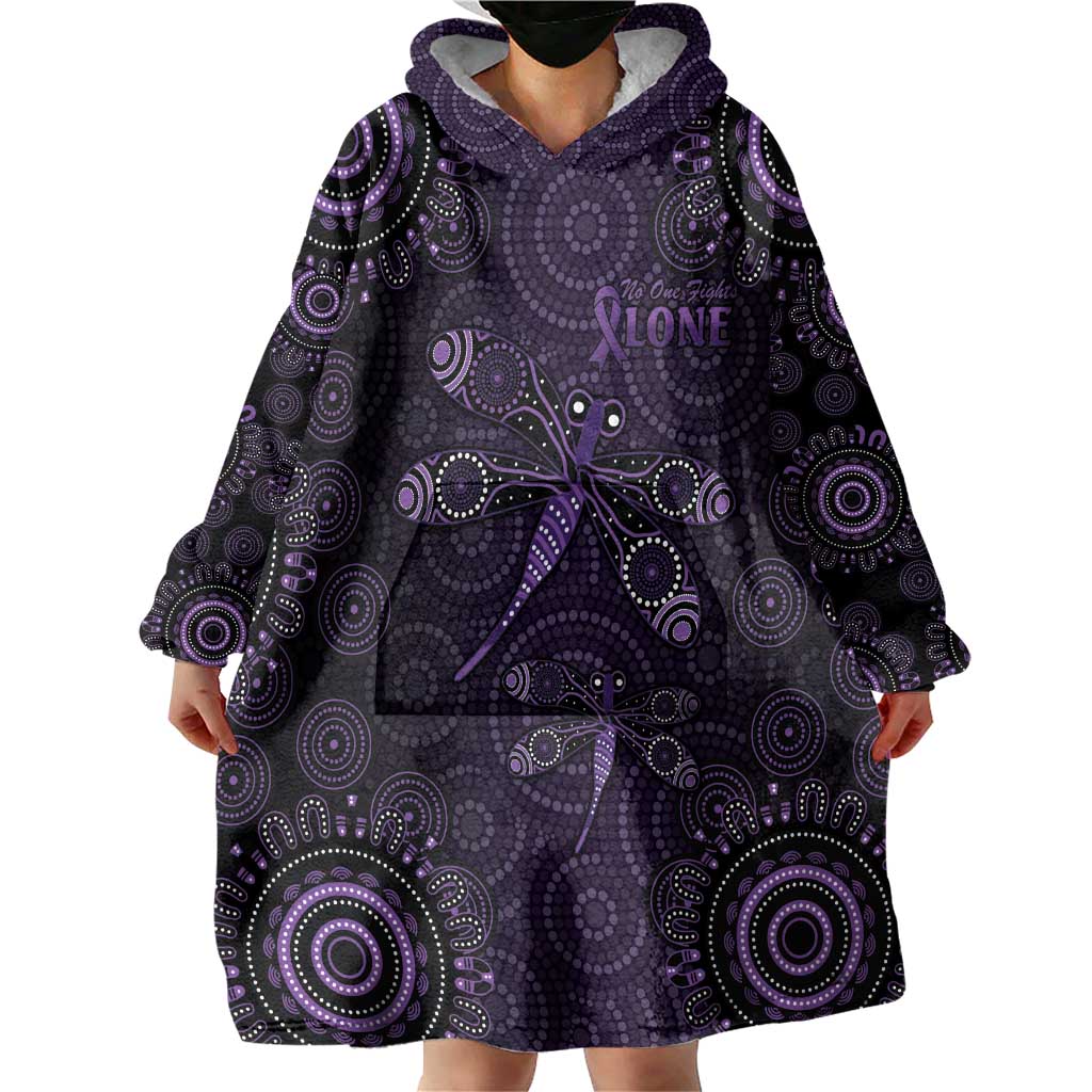 Purple Dragonfly Aboriginal of Hope Wearable Blanket Hoodie Australian Epilepsy Awareness - Aussie Hoodie