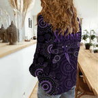Purple Dragonfly Aboriginal of Hope Women Casual Shirt Australian Epilepsy Awareness - Aussie Hoodie
