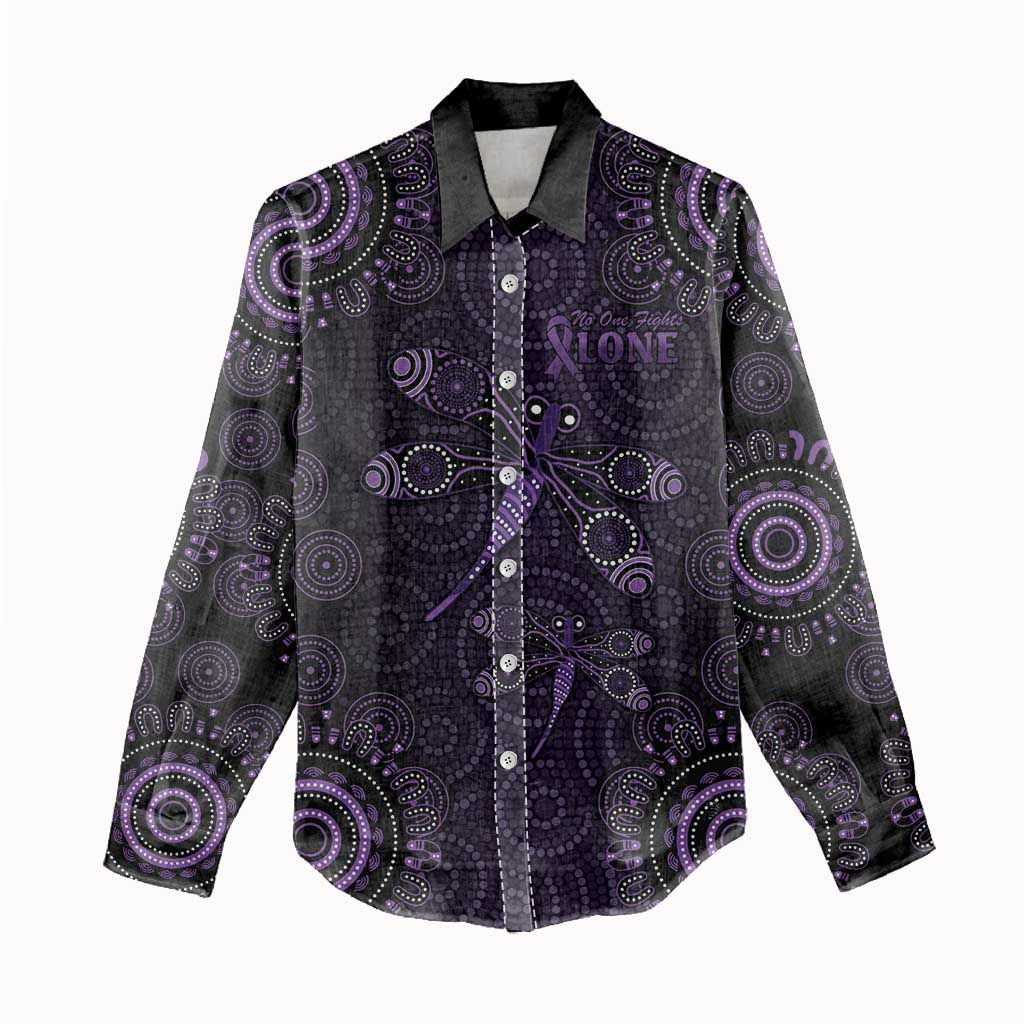 Purple Dragonfly Aboriginal of Hope Women Casual Shirt Australian Epilepsy Awareness - Aussie Hoodie