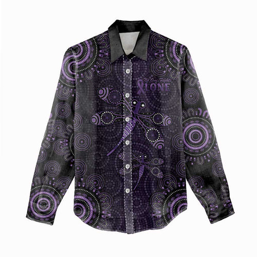 Purple Dragonfly Aboriginal of Hope Women Casual Shirt Australian Epilepsy Awareness - Aussie Hoodie