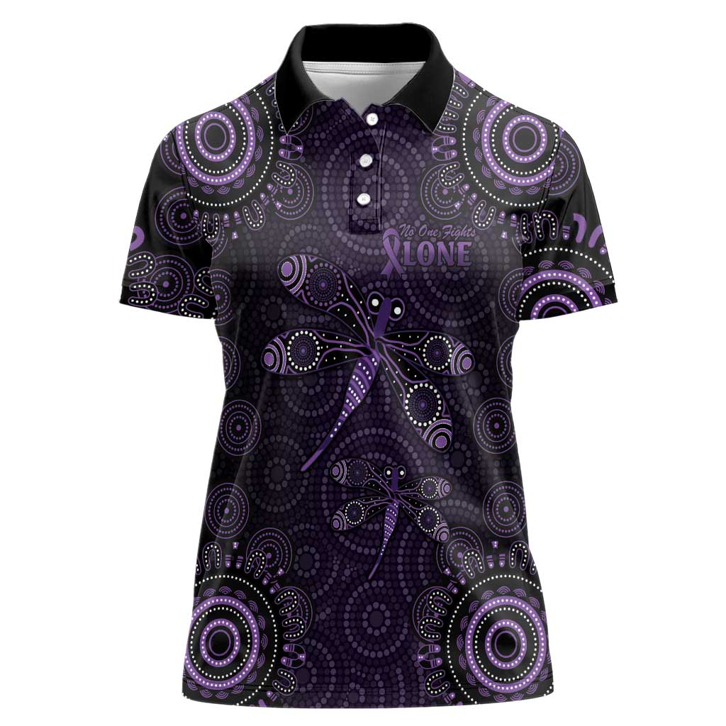 Purple Dragonfly Aboriginal of Hope Women Polo Shirt Australian Epilepsy Awareness - Aussie Hoodie