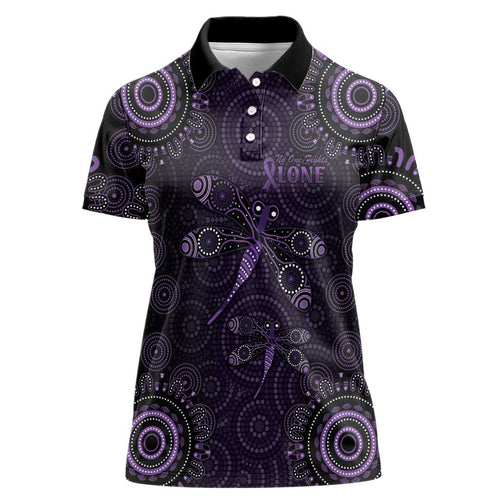 Purple Dragonfly Aboriginal of Hope Women Polo Shirt Australian Epilepsy Awareness - Aussie Hoodie