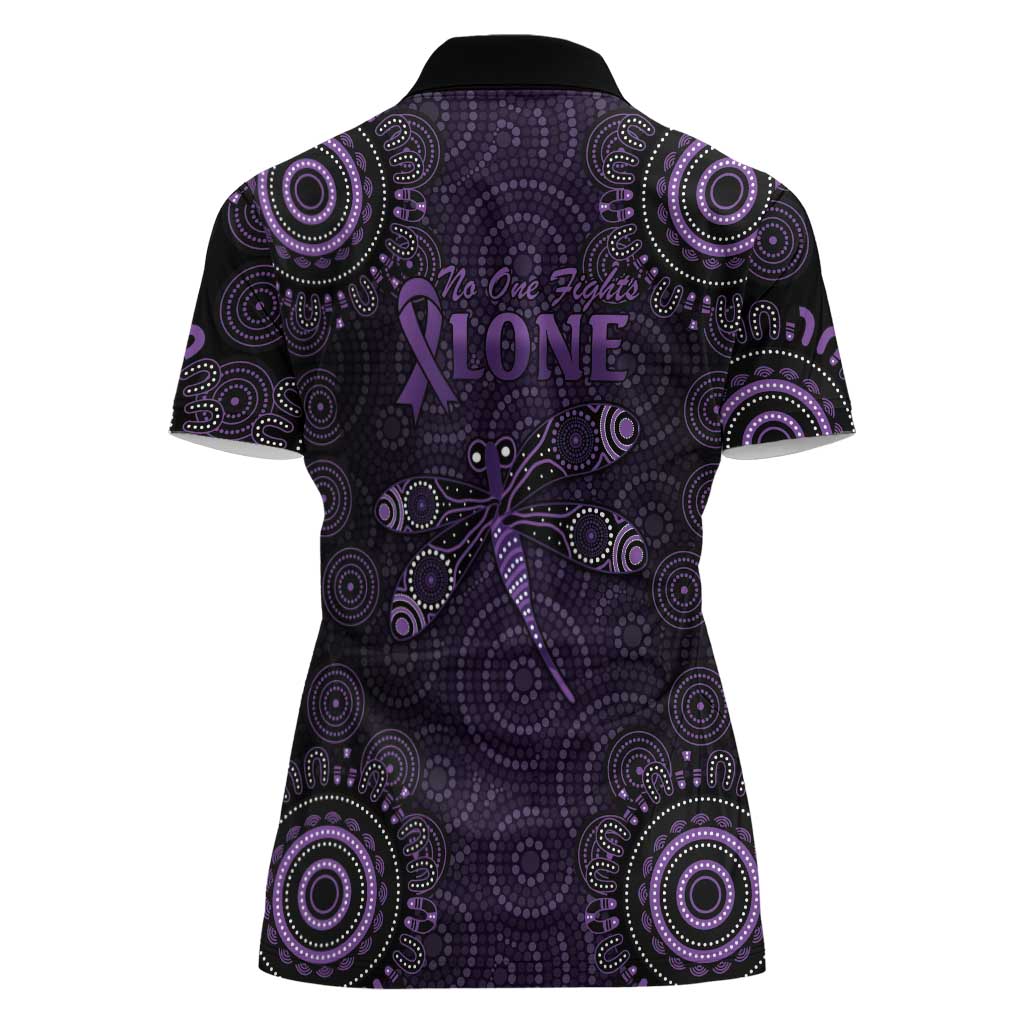 Purple Dragonfly Aboriginal of Hope Women Polo Shirt Australian Epilepsy Awareness - Aussie Hoodie